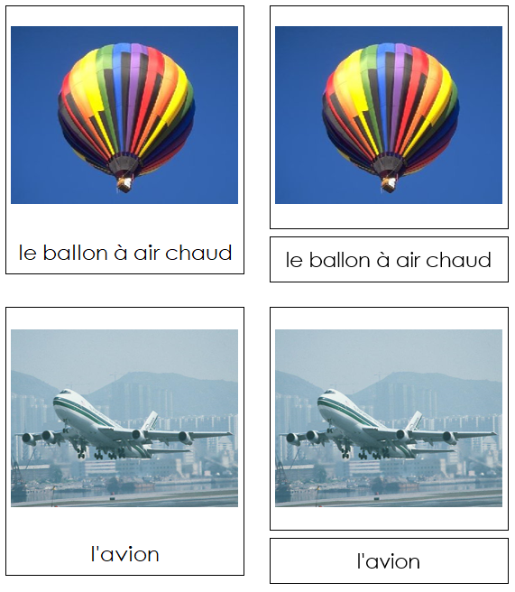 French - Air Transportation - Les cartes de transport aérien - Montessori Print Shop