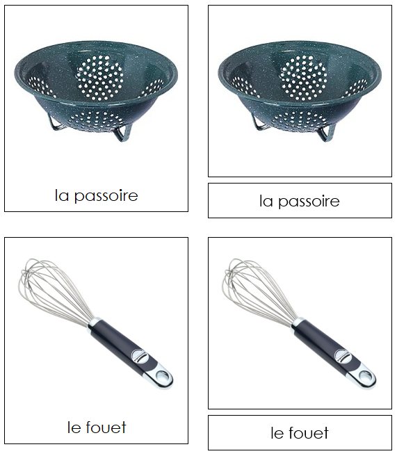 French - Cookware - Les cartes ustensiles de cuisine - Montessori Print Shop Digital Download