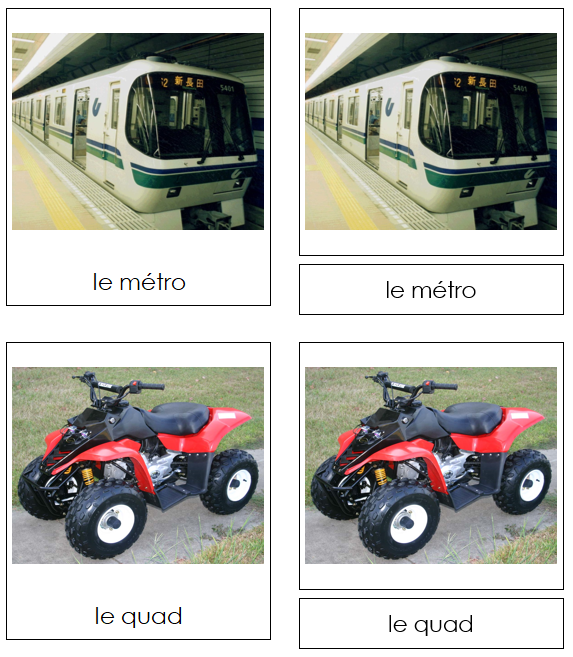 French - Ground Transportation - Les transports terrestres - Montessori Print Shop Digital Download