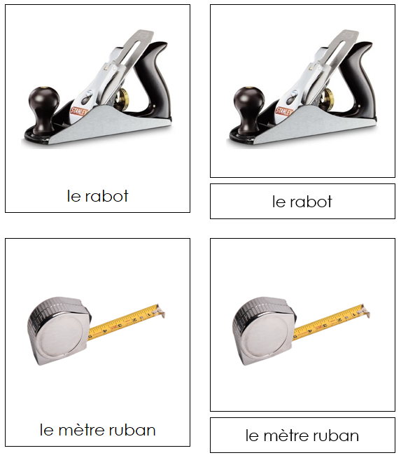 French - Hand Tools - Les cartes d'outil - Montessori Print Shop Digital Download
