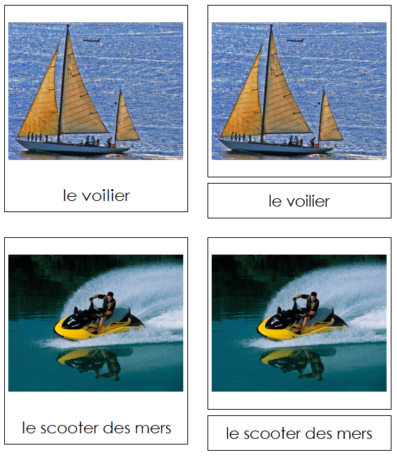 French - Marine Transportation - Les cartes de transport maritime - Montessori Print Shop Digital Download