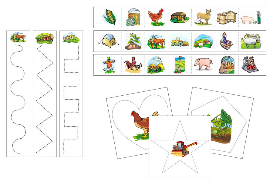 Farm Cutting Work - Preschool Activity - Montessori Print Shop Digital Download