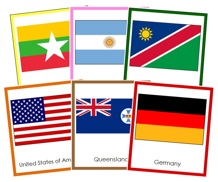 World Flags Bundle (color borders) - Montessori Print Shop Digital Download