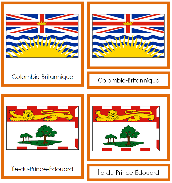 French - Flags of Canada - Drapeaux du Canada - Montessori Print Shop Digital Download