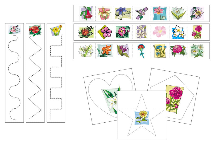 Flowers Cutting Work - Preschool Activity - Montessori Print Shop Digital Download