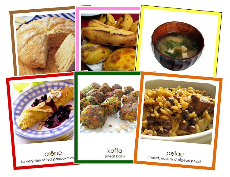 World Foods Bundle (color borders) - Montessori Print Shop Digital Download
