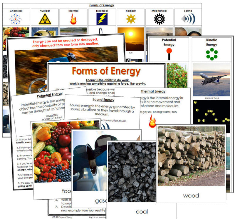 Forms of Energy Cards and Chart - Montessori Print Shop Digital Download science materials