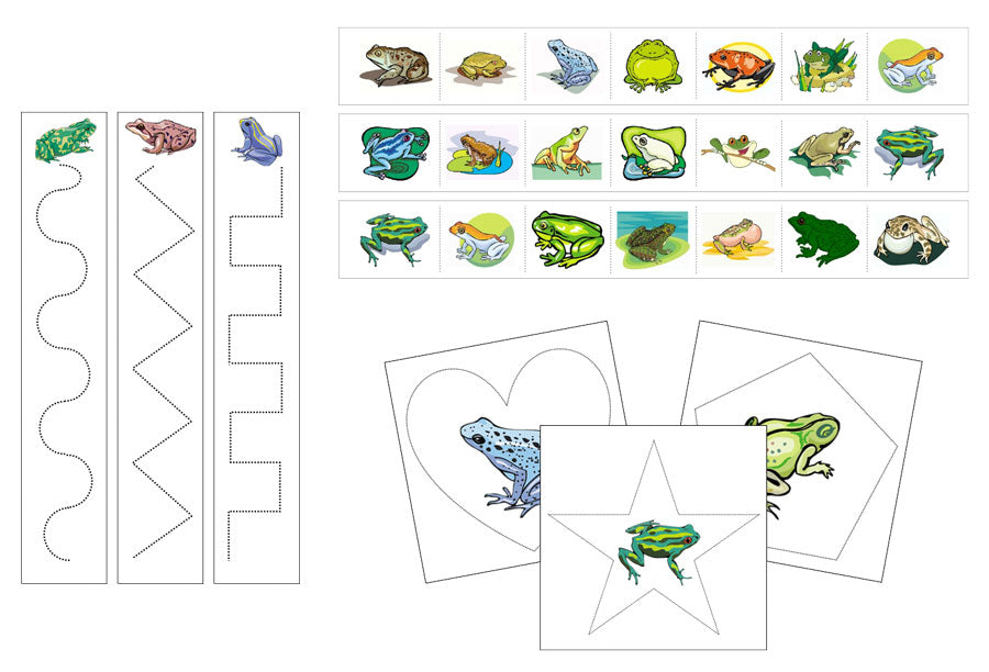 Frogs Cutting Work - Preschool Activity - Montessori Print Shop Digital Download