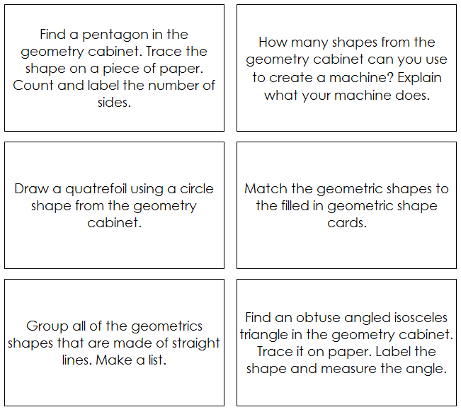 Geometric Shapes command cards - Montessori Print Shop Digital Download