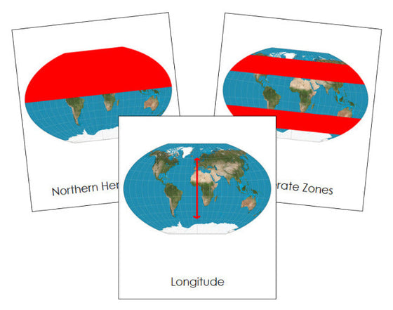 Geographic Coordinate System 3-Part Cards - Montessori Print Shop Digital Download