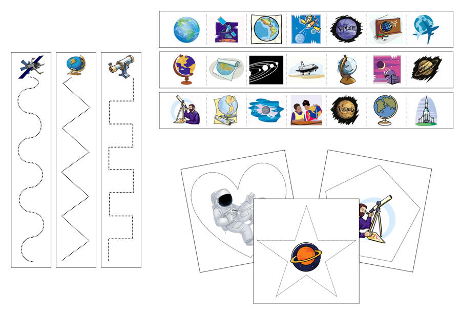 Geography & Astronomy Cutting Work - Preschool Activity by Montessori Print Shop