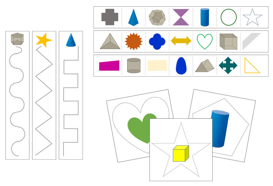 Geometric Shapes & Solids Cutting Work - Preschool Activity - Montessori Print Shop Digital Download