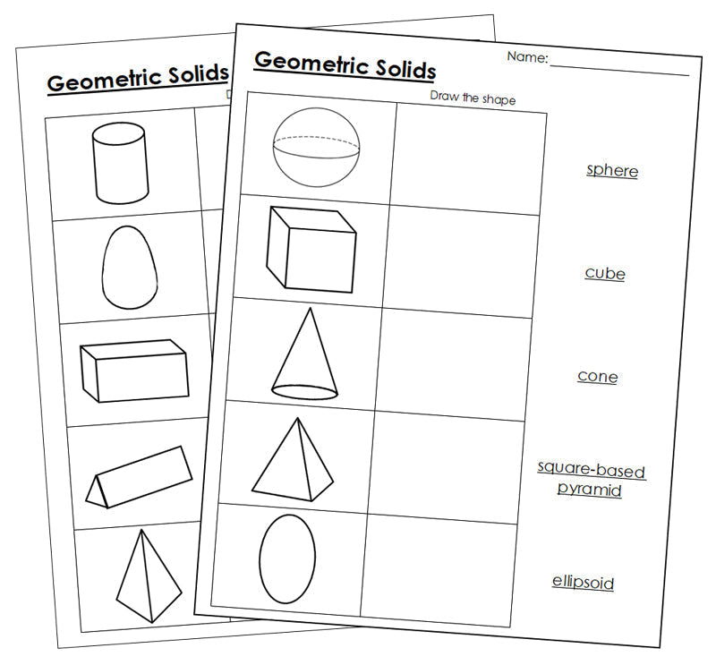 Geometric Solid Worksheets - geometry worksheets - Montessori Print Shop