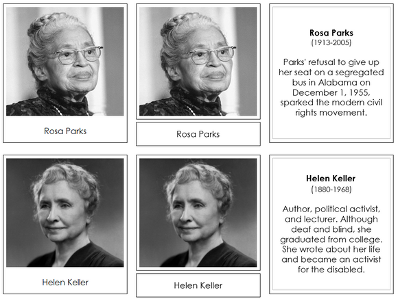 Great Women of the United States - Montessori Print Shop history cards