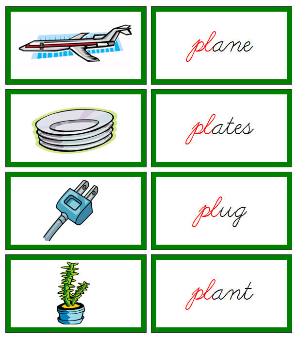 Green Blends & Digraphs - Set 1 - CURSIVE - Montessori Print Shop Digital Download phonics lesson