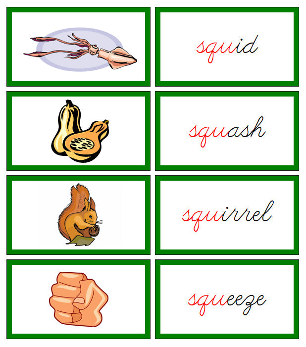 Montessori Green Language Series Bundle - CURSIVE - Blends & Digraphs Words and Pictures - Montessori Print Shop Digital Download Phonics Language Program