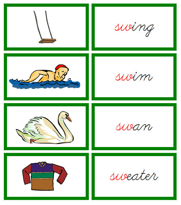 Green Blends & Digraphs - Set 3 - CURSIVE - Montessori Print Shop Digital Download phonics lesson