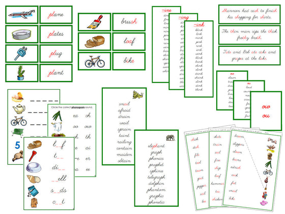 Montessori Green Language Series Bundle - CURSIVE - Montessori Print Shop Phonics Language Program