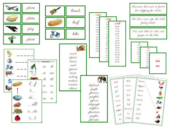 Montessori Green Language Series Bundle (photos) - CURSIVE - Montessori Print Shop Phonics Language Program