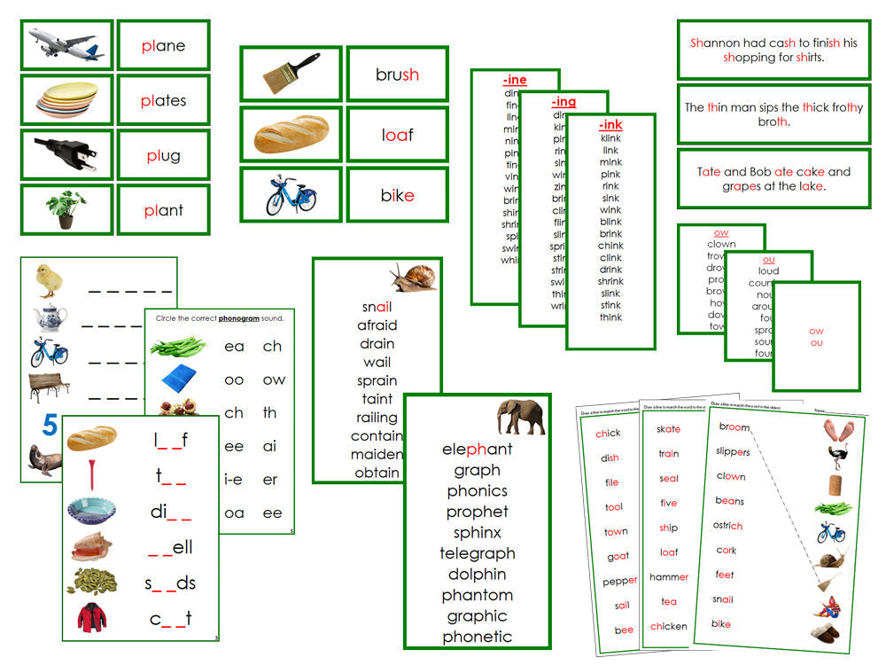 Montessori Green Language Series Bundle (photos) - Montessori Print Shop Digital Download phonogram language program