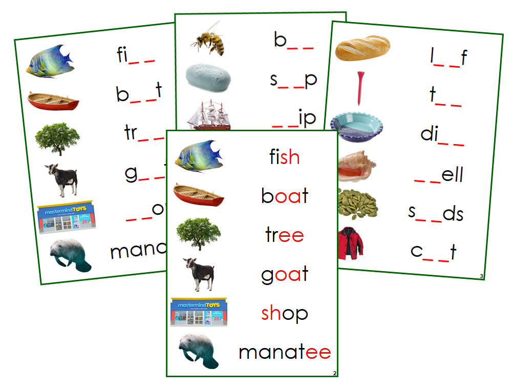 Montessori Green Phonogram Sound Cards - Set 1 (photos) - Montessori Print Shop Digital Download phonogram language program