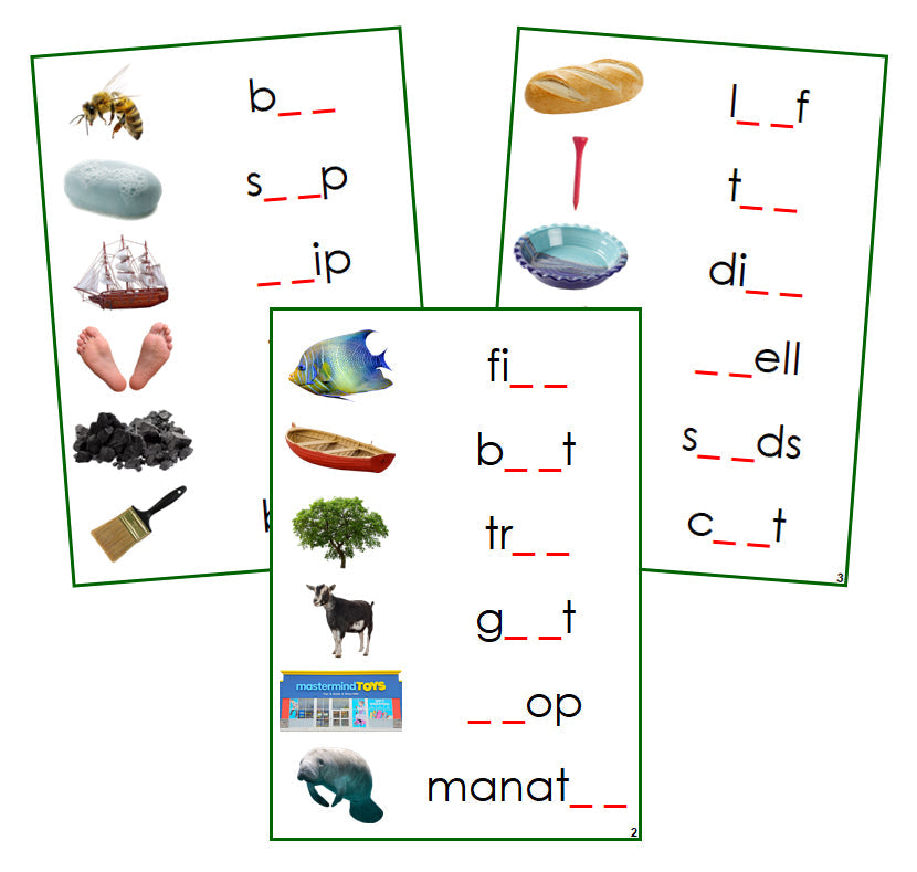 Green Phonogram Sound Cards - Set 1 (photos) - Montessori Print Shop phonogram language program