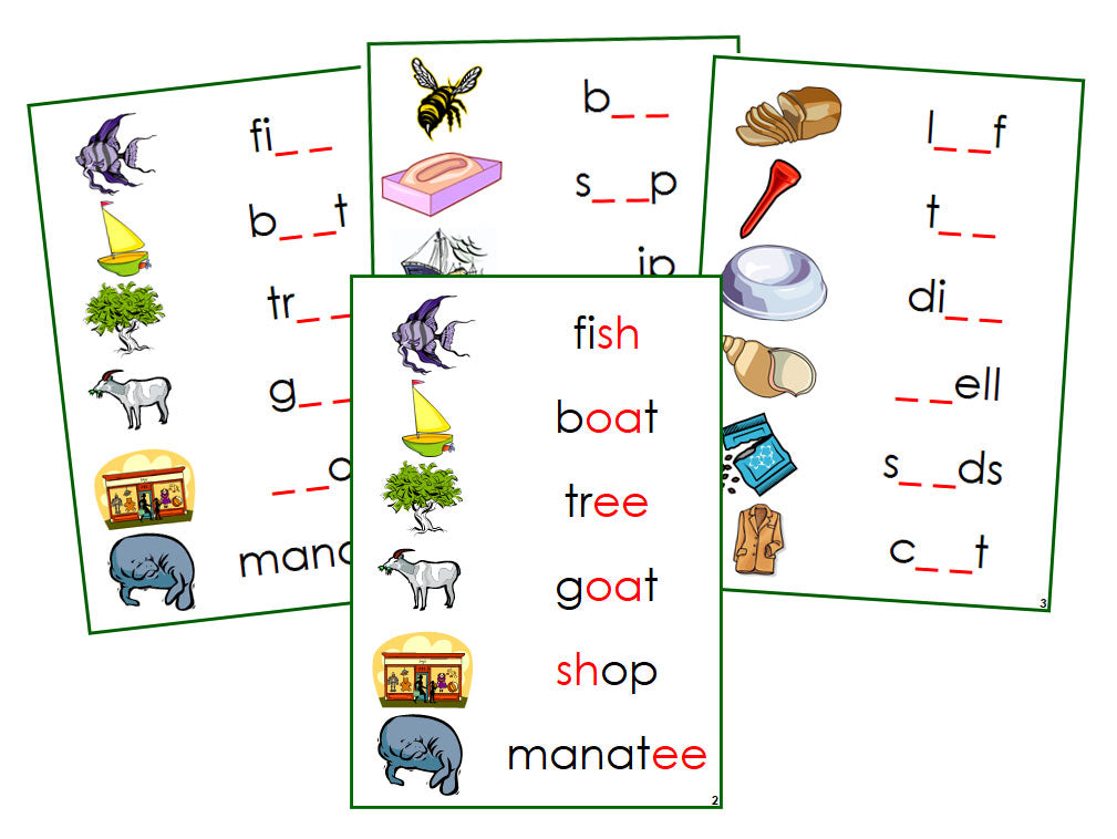 Montessori Green Phonogram and Digraphs Language Series Bundle - Phonogram Sound Cards - Montessori Print Shop language program