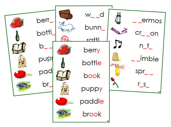 Montessori Green Phonogram Sound Cards Set 2 - Montessori language cards - Montessori Print Shop