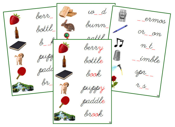 Montessori Green Phonogram Sound Cards - Set 2 (photos) - CURSIVE - Montessori Print Shop Phonograms lesson