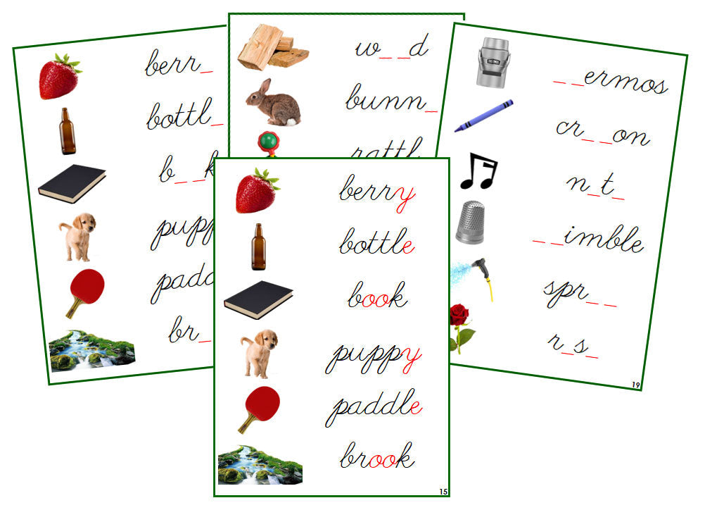 Montessori Green Phonogram Sound Cards - Set 2 (photos) - CURSIVE - Montessori Print Shop Phonograms lesson