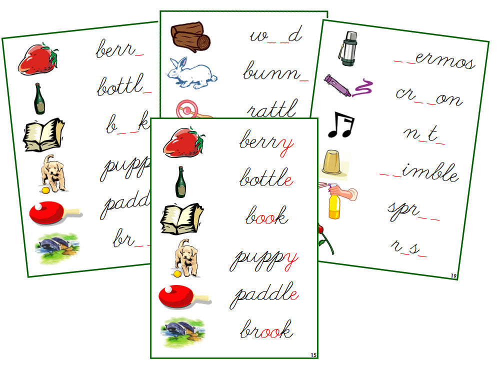 Montessori Green Phonogram Sound Cards - Set 2 - CURSIVE - Montessori Print Shop phonograms lesson