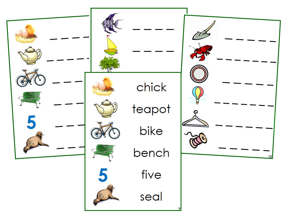 Montessori Green Phonogram Spelling Cards Set 1 - Montessori language cards - Montessori Print Shop