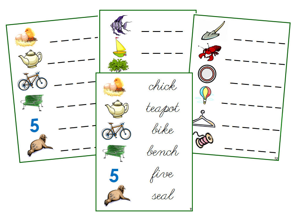 Montessori Green Language Series Bundle - CURSIVE - Phonogram Spelling Cards - Montessori Print Shop Digital Download Phonics Language Program