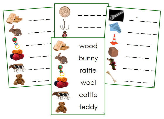 Montessori Green Phonogram Spelling Cards Set 2 (photos) - Montessori Print Shop