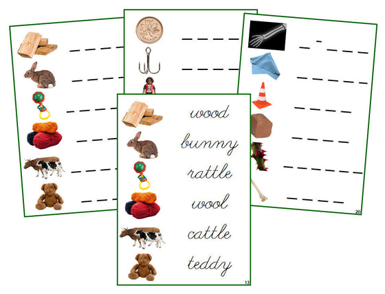 Montessori Green Phonogram Spelling Cards - Set 2 (photos) - CURSIVE - Montessori Print Shop phonogram lesson