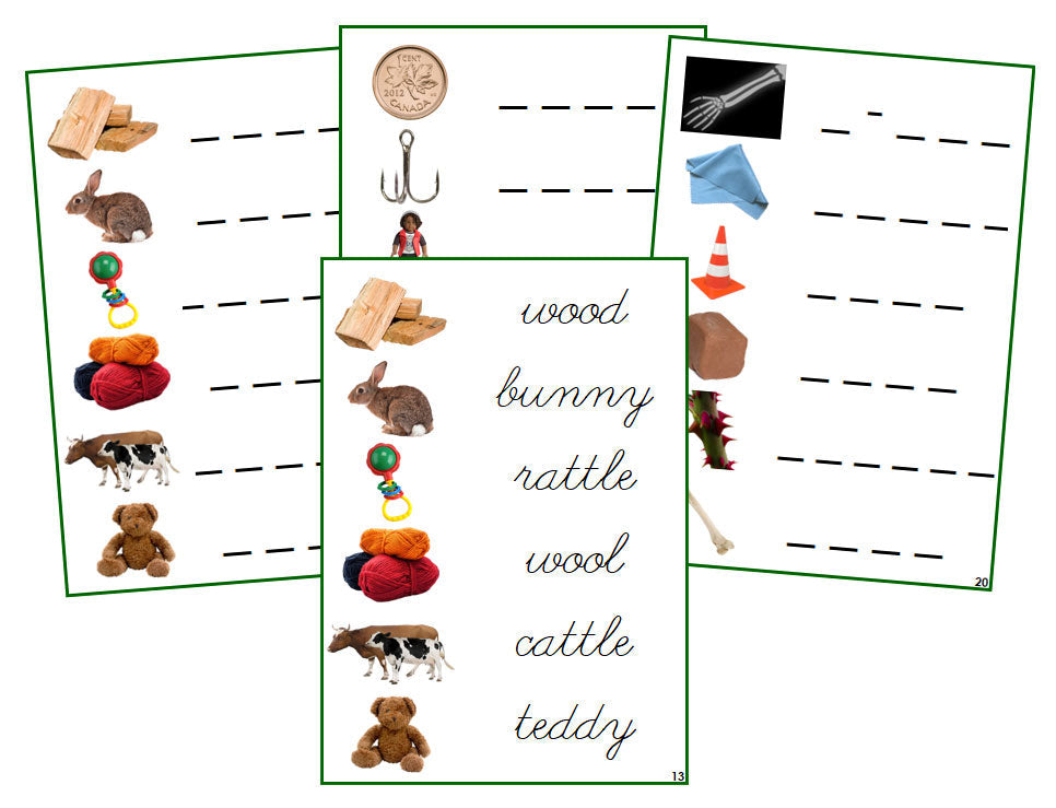 Montessori Green Phonogram Spelling Cards - Set 2 (photos) - CURSIVE - Montessori Print Shop phonogram lesson