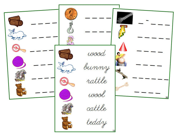 Montessori Green Phonogram Spelling Cards - Set 2 - CURSIVE - Montessori Print Shop phonogram lesson