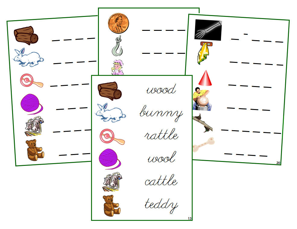 Montessori Green Phonogram Spelling Cards - Set 2 - CURSIVE - Montessori Print Shop phonogram lesson