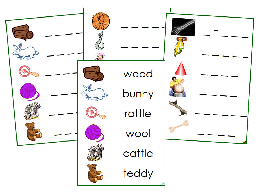 Montessori Green Phonogram Spelling Cards Set 2 - Montessori language cards - Montessori Print Shop