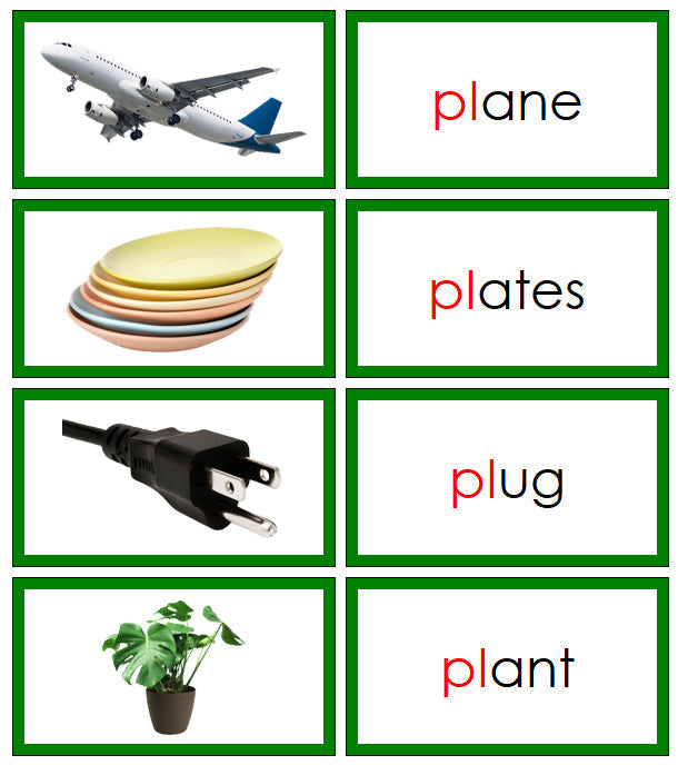 Green Blends & Digraphs - Set 1 (photos) - Montessori Print Shop Digital Download phonogram language program