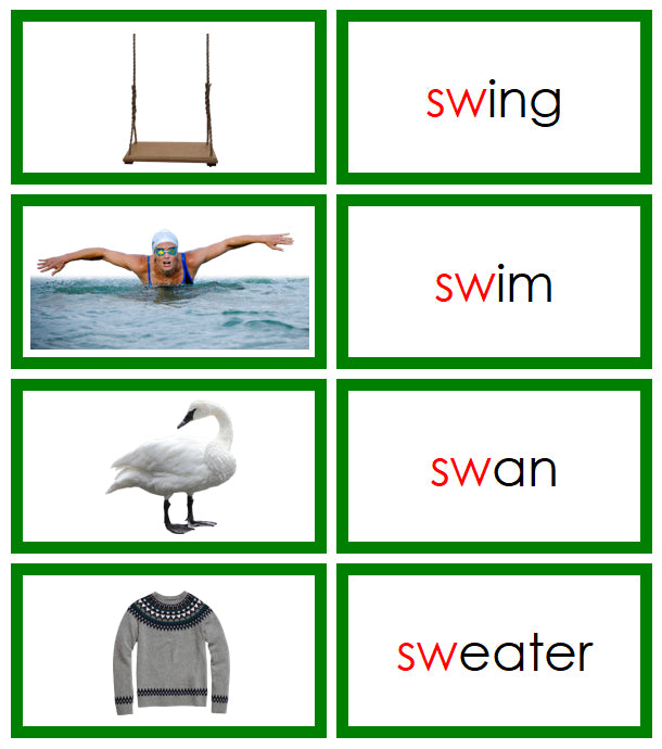 Green Blends & Digraphs - Set 3 (photos) - Montessori Print Shop Digital Download phonogram language program