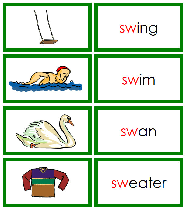 Green Blends & Digraphs Set 3 - Montessori Print Shop Digital Download language cards
