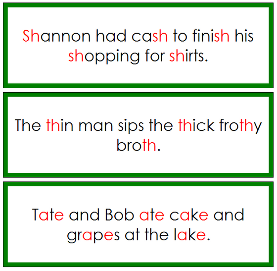 Green Sentence Cards - Montessori language cards