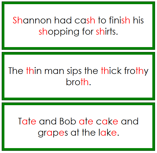 Montessori Green Phonogram and Digraphs Language Series Bundle - Phonogram Sentence Cards - Montessori Print Shop language program