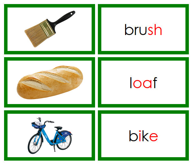 Green Phonogram Words & Picture Cards Set 1 - Montessori Print Shop Digital Download language