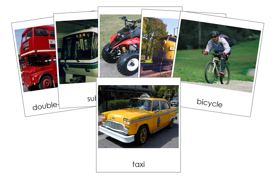 Types of Ground Transportation 3-Part Cards - Montessori Print Shop Digital Download