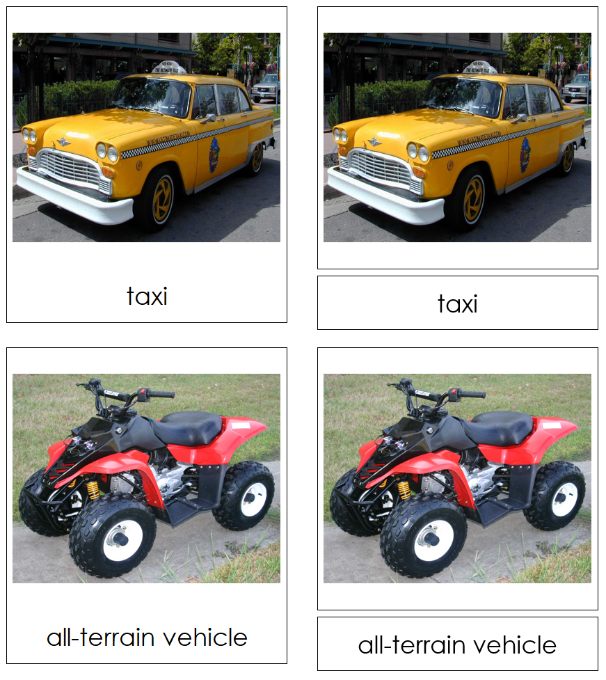 Types of Ground Transportation 3-Part Cards - Montessori Print Shop Digital Download
