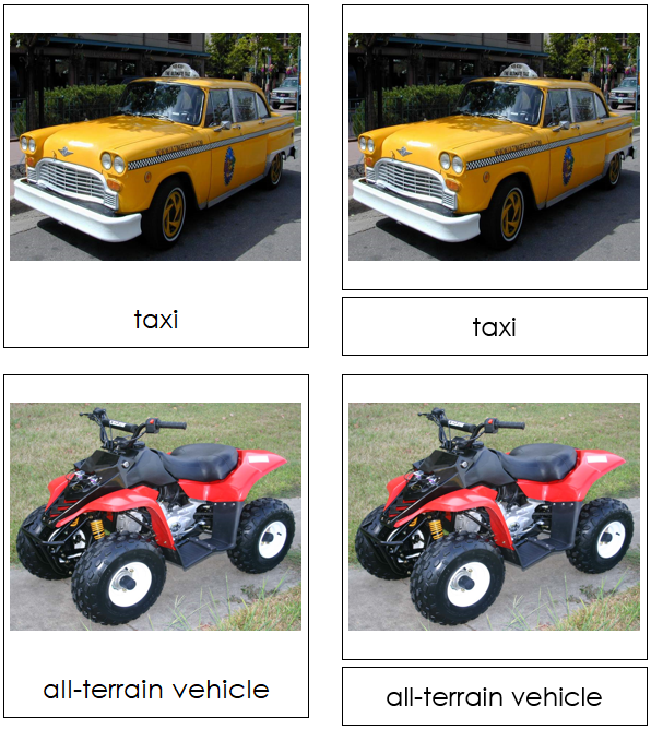 Ground Transportation - classified cards - Montessori Print Shop