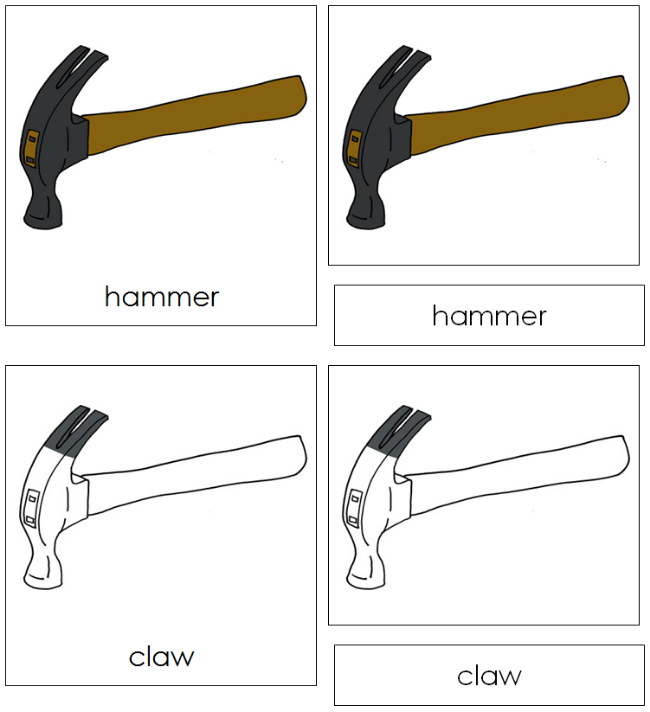 Parts of a Hammer Nomenclature 3-Part Cards - Montessori Print Shop Digital Download