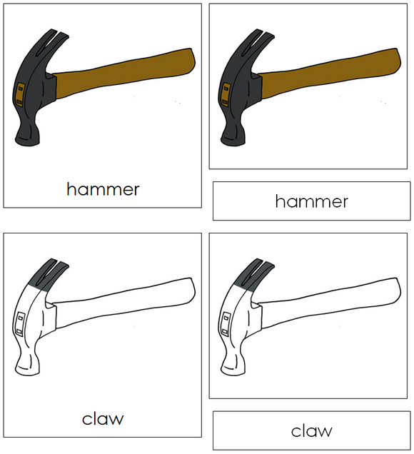 Hammer Nomenclature Cards - Montessori Print Shop